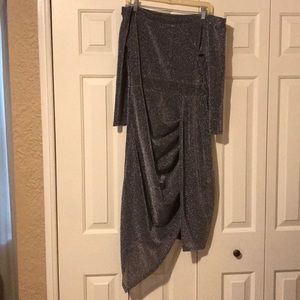 Strapless Sparkly Faux Wrap Dress